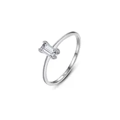 SILVER HEART - Anillo Solitario con Circón Rectangular en Plata Fina 925