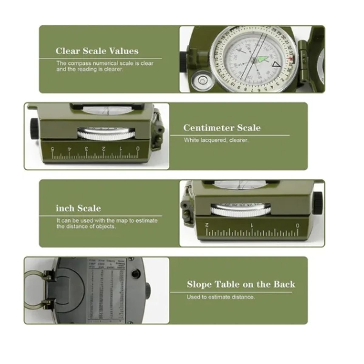 ESHOPANGIE - Brújula Militar Luminosa Multifunción Con Inclinómetro Ip65