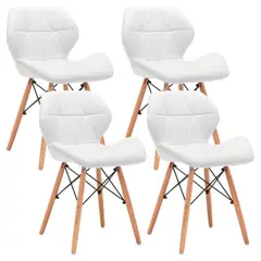 KLIK - Set 4 Sillas Radar Blanca Ecocuero