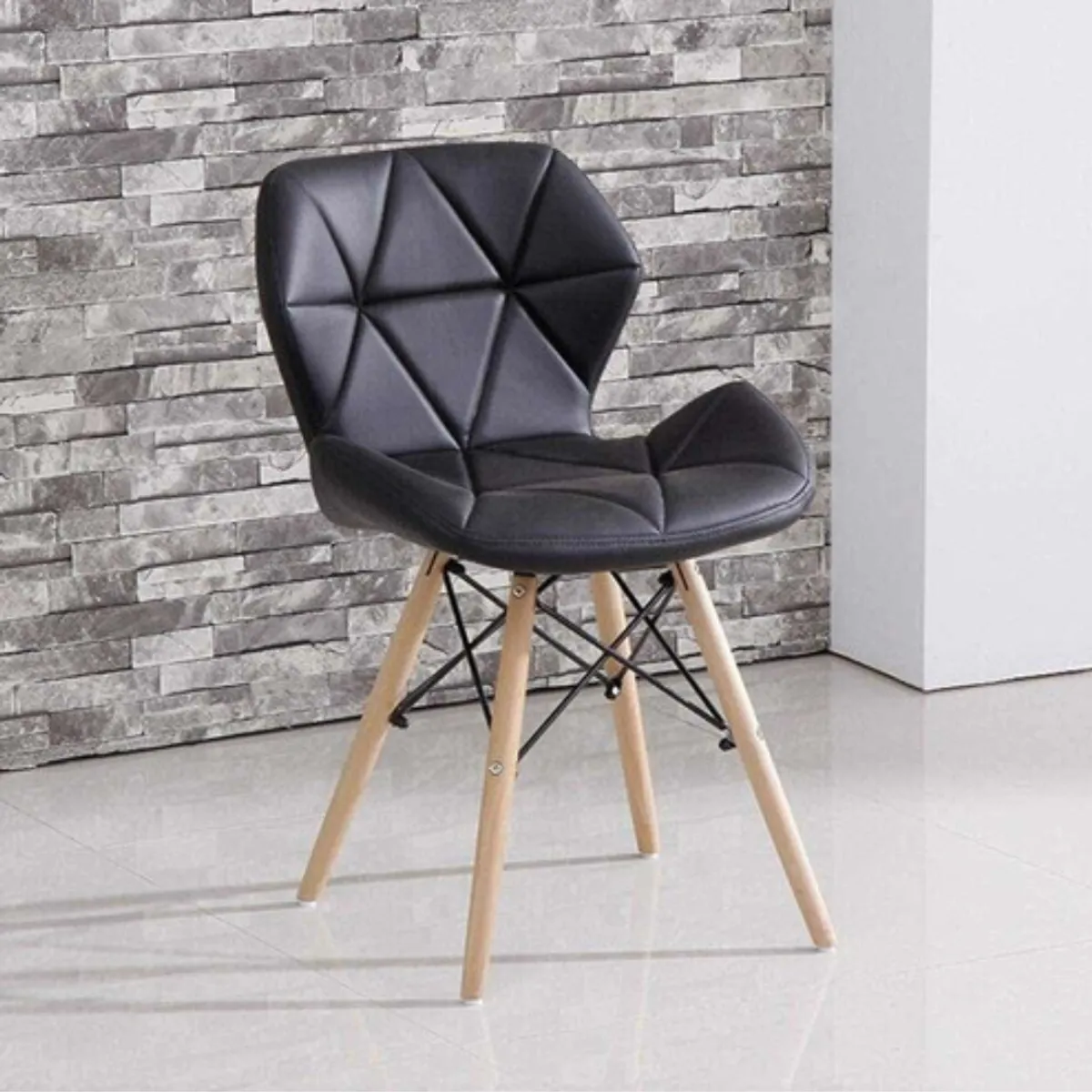 GENERICO - Set 4 Sillas Radar Negras Ecocuero