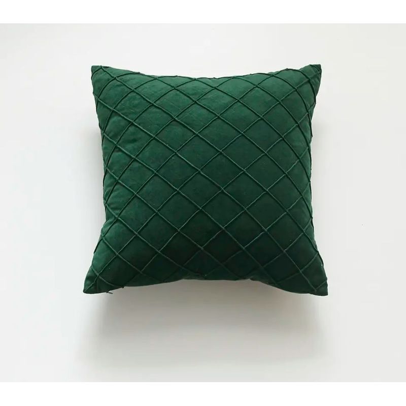 TODOHOGAR SANTIAGO DE CHILE - Cojín de terciopelo con pliegues 40x40cm verde esmeralda