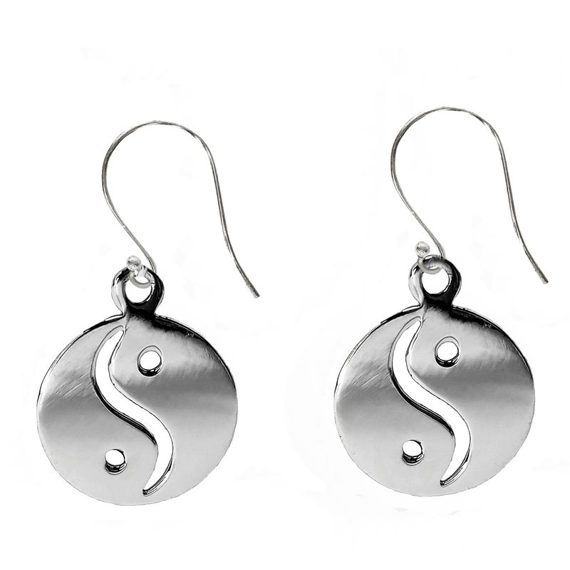 ANDREA COGGIOLA JOYAS - Aros Yin Yan Colgante Plata Fina 925