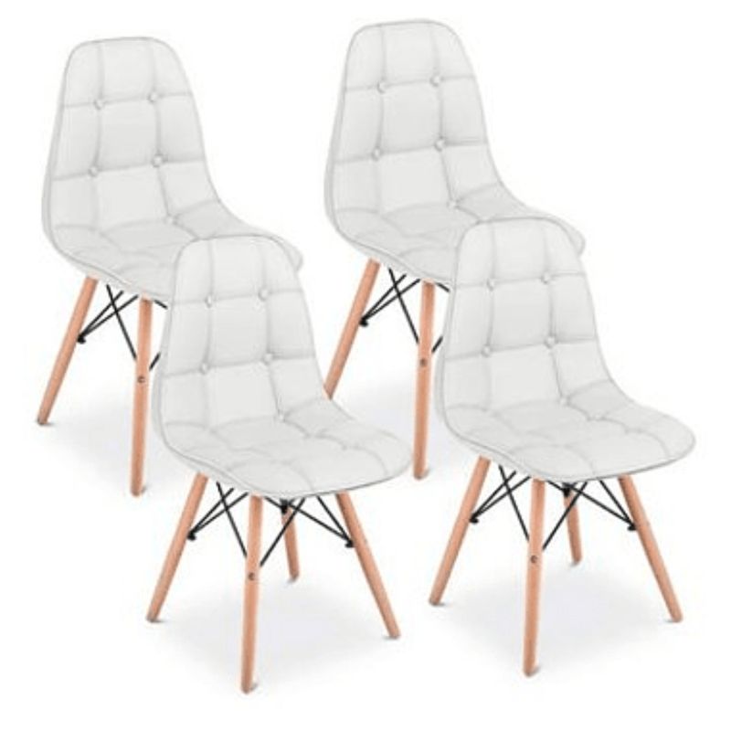 GENERICO - Set de 4 Sillas Capitone Ecocuero Blanco