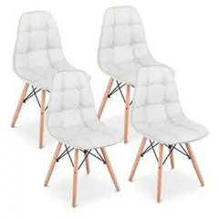 GENERICO - Set de 4 Sillas Capitone Ecocuero Blanco
