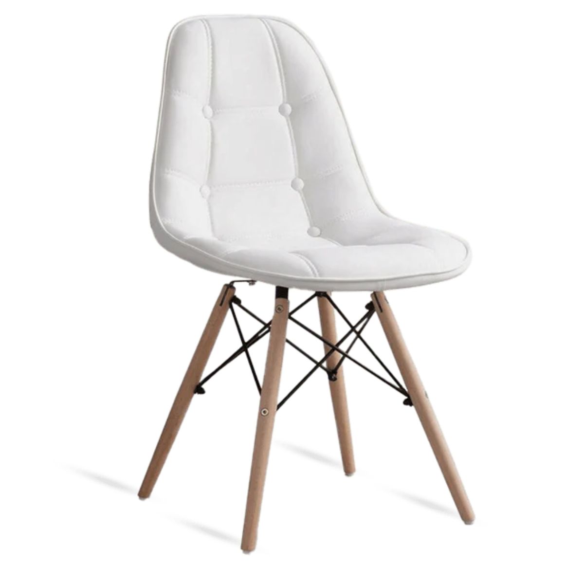 GENERICO - Set de 4 Sillas Capitone Ecocuero Blanco