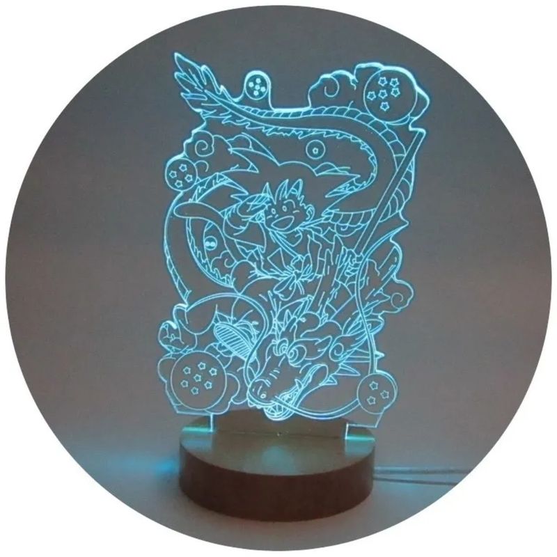 3DILUTION - Lámpara 3D Gokú Base Madera