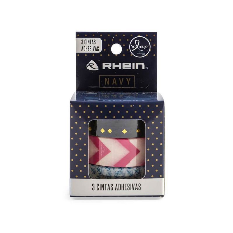 RHEIN - Set 3 washi tape diseño navy