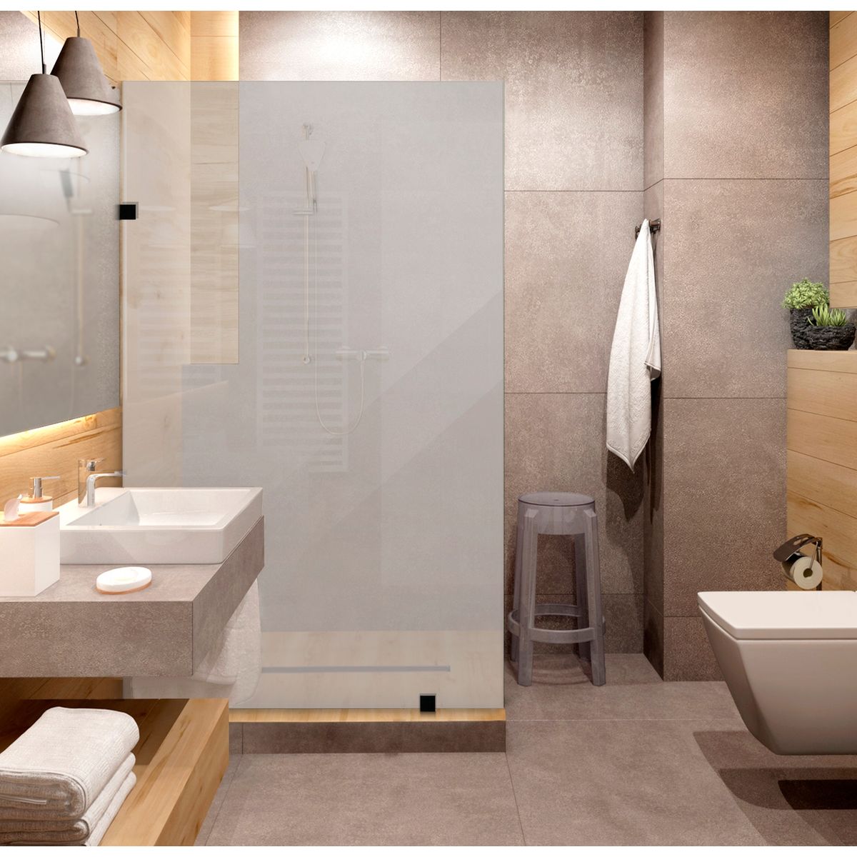 DELL ORTO - Shower Door vidrio templado con empavonado 100x190 cm Herraje negro