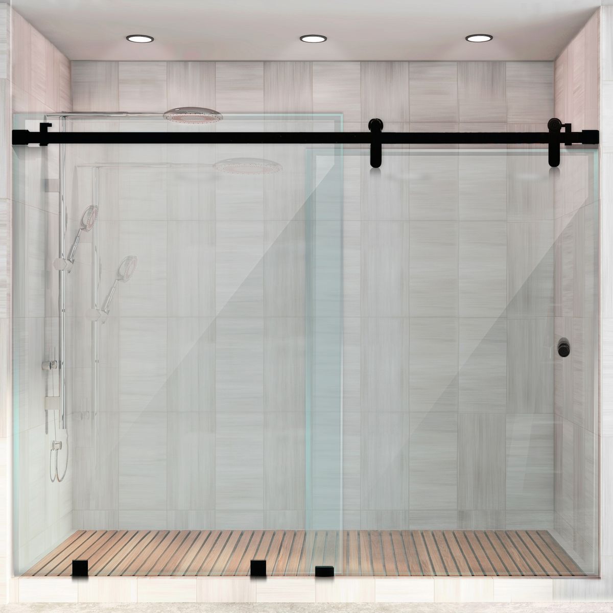 DELL ORTO - Shower door corredera vidrio templado 170-180x190 herraje negro