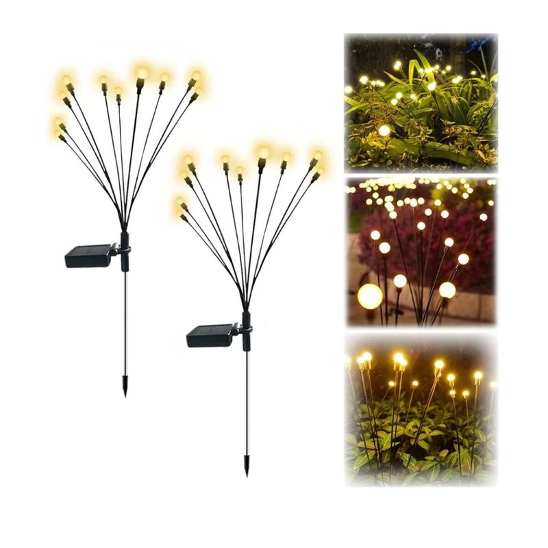 GENERICO - PACK DE 2 ESTACAS LUCIERNAGAS SOLARES PARA JARDIN