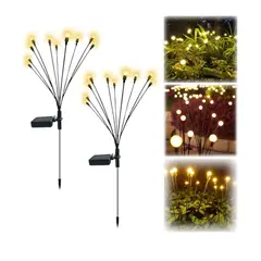 GENERICO - PACK DE 2 ESTACAS LUCIERNAGAS SOLARES PARA JARDIN