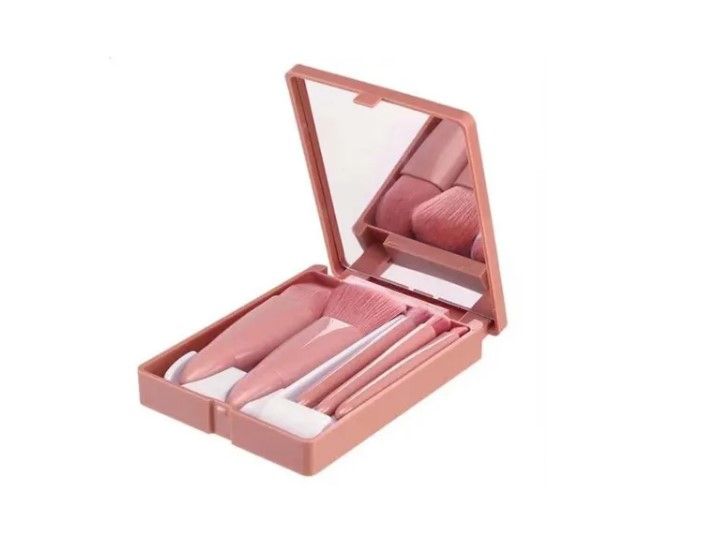 Set 5 Brochas De Maquillaje Profesionales Con Estuche Espejo