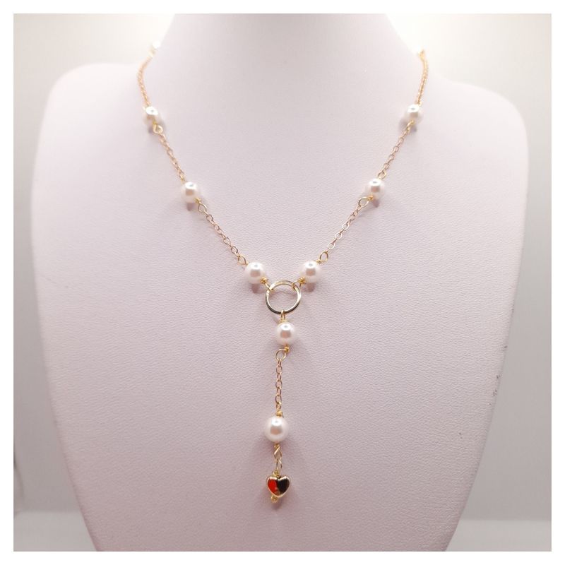 CAT JOYAS - Collar perlas shell  con cadena enchapada en oro