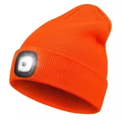 GENERICO - Gorro con Linterna Led 3 Modos recargable1200mAh Naranjo