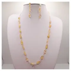 CAT JOYAS - Conjunto collar y aros Citrino enchapado en oro
