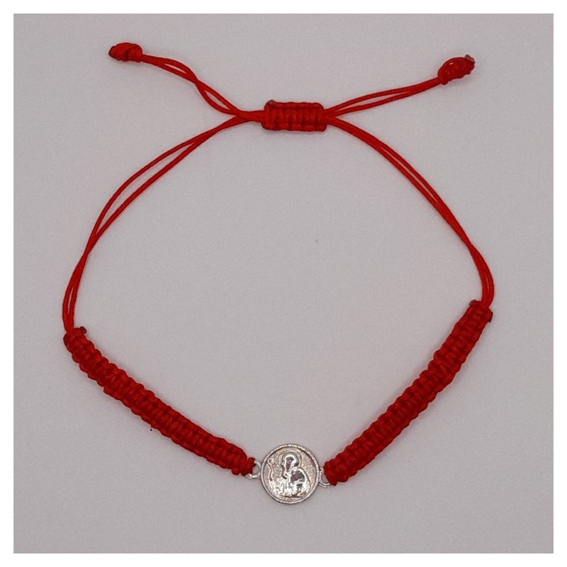 CAT JOYAS - pulsera roja San Benito de plata fina 925