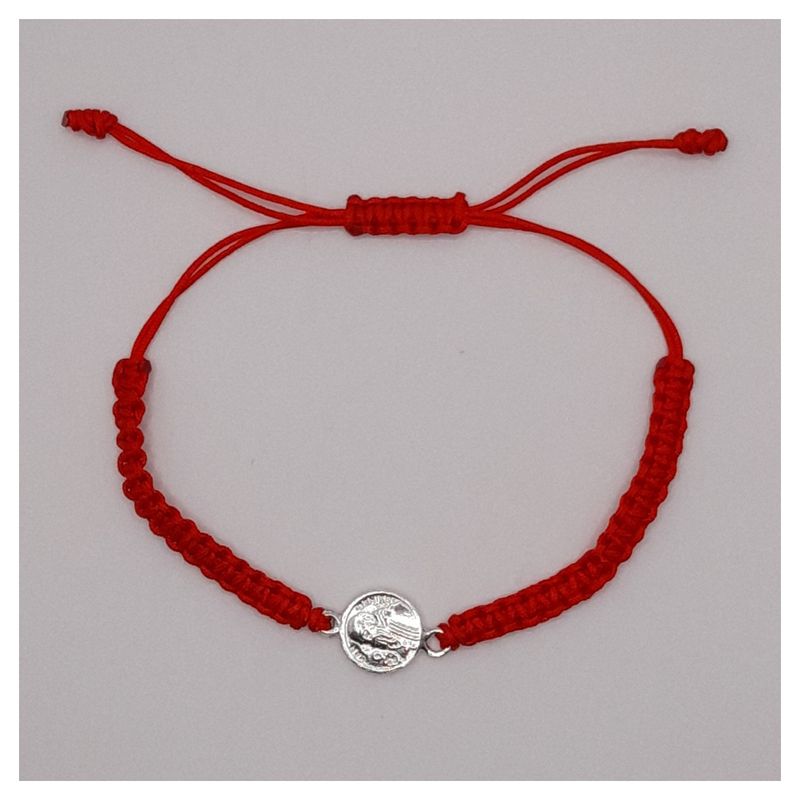 CAT JOYAS - pulsera roja San Benito de plata fina 925