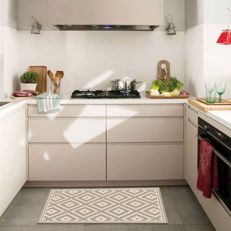 DAVANTI - Alfombra Decorativa Cocina Dormitorio Rombos Ceniza 70X100Cm