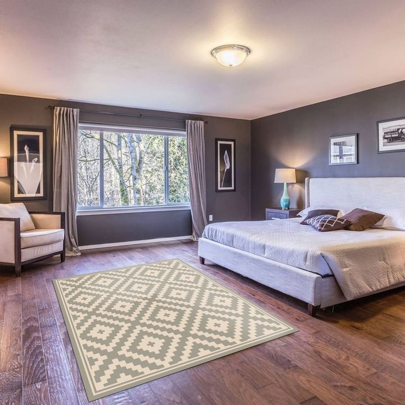 DAVANTI - Alfombra Decorativa Dormitorio Rombos Ceniza 140X160Cm