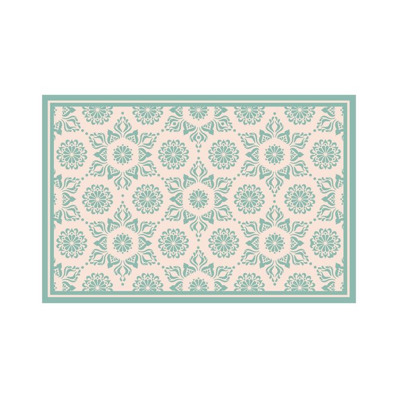 DAVANTI - Alfombra Decorativa Cocina Dormitorio Flor Hindu Turquesa 70X100Cm