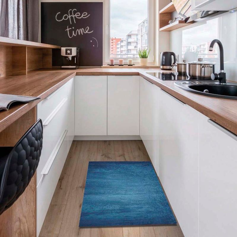DAVANTI - Alfombra Decorativa Cocina Dormitorio Cemento Azul 70X140Cm