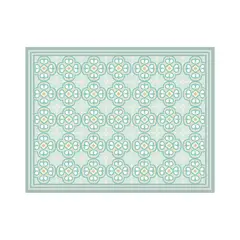 DAVANTI - Alfombra Decorativa Living Terraza Flor Arabe Turquesa 140X180Cm