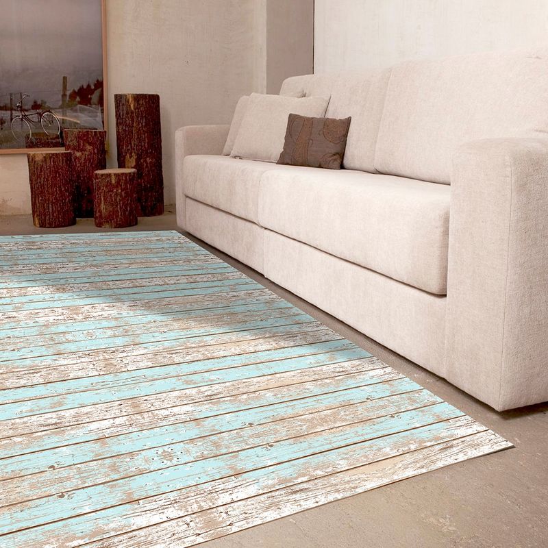 DAVANTI - Alfombra Decorativa Living Terraza Madera Vintage Azul 140X220Cm