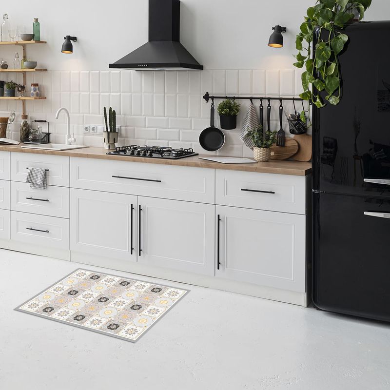 DAVANTI - Alfombra Decorativa Baño Cocina Baldosa  Amarilla 50X70Cm