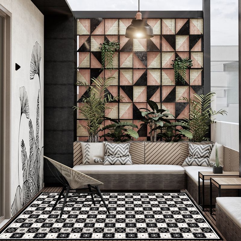 DAVANTI - Alfombra Decorativa Terraza Baldosa Clásica Gris 140X220Cm