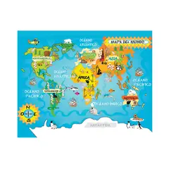 DAVANTI - Alfombra Decorativa Infantil Mapamundi 110X140Cm