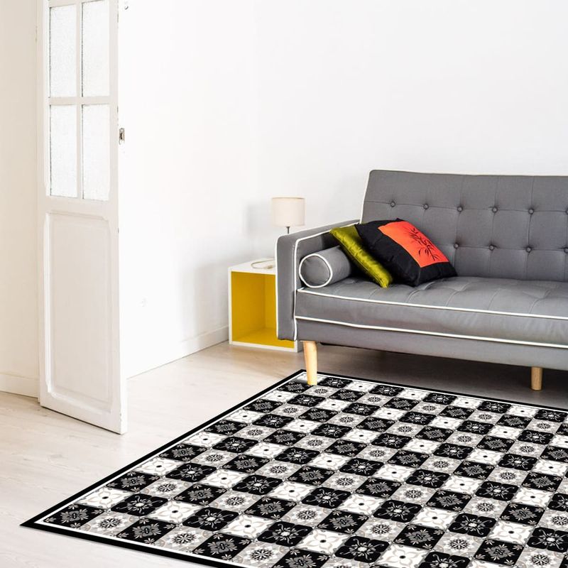 DAVANTI - Alfombra Decorativa Terraza Baldosa Clasica Gris 140X180Cm