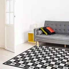 DAVANTI - Alfombra Decorativa Terraza Baldosa Clasica Gris 140X180Cm