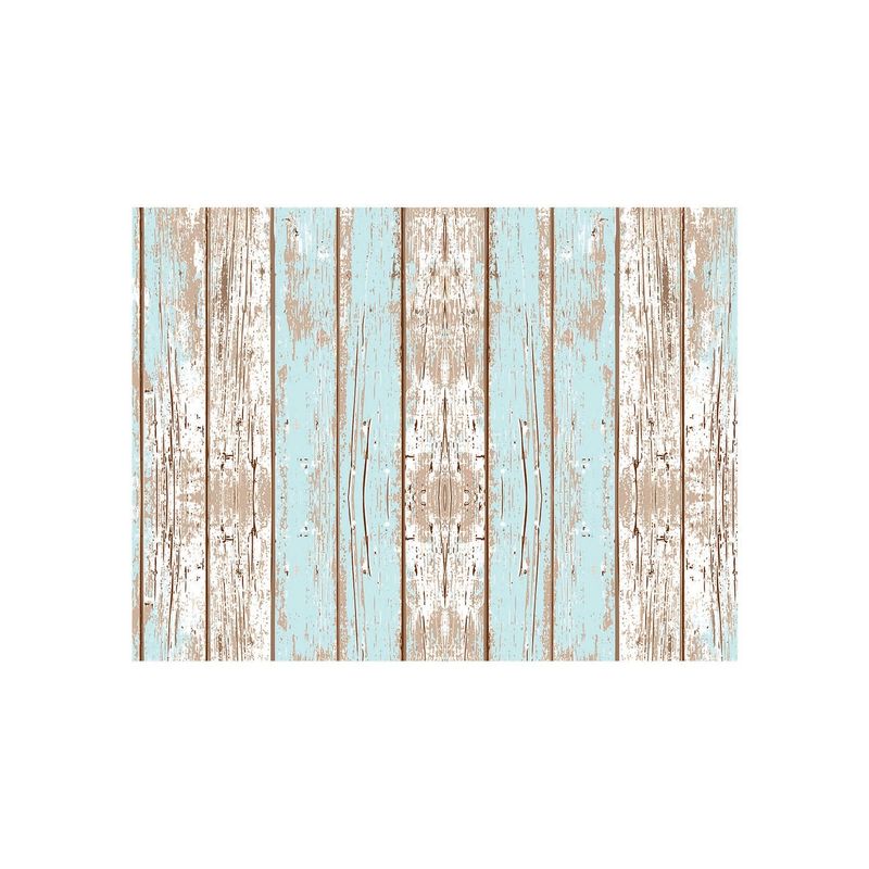 DAVANTI - Alfombra Decorativa Cocina Dormitorio Madera Vintage Azul 70X100Cm