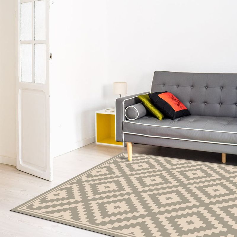 DAVANTI - Alfombra Decorativa Living y Terraza Rombos Ceniza 140X180Cm