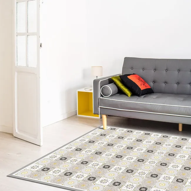 DAVANTI - Alfombra Decorativa Terraza Baldosa Clasica Amarilla 140X180Cm