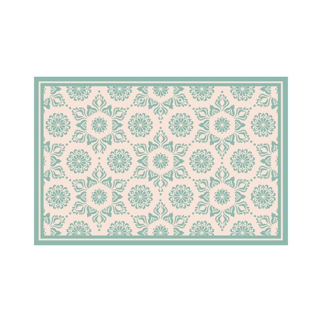 DAVANTI - Alfombra Decorativa Living Terraza Flor Hindu Turquesa 140X180Cm