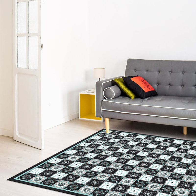 DAVANTI - Alfombra Decorativa Terraza Baldosa Clasica Azul 140X180Cm