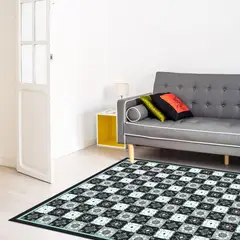 DAVANTI - Alfombra Decorativa Terraza Baldosa Clasica Azul 140X180Cm