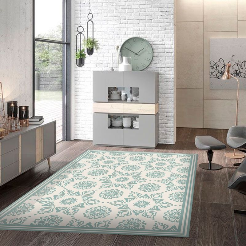 DAVANTI - Alfombra Decorativa Dormitorio Flor Hindu Turquesa 140X160Cm