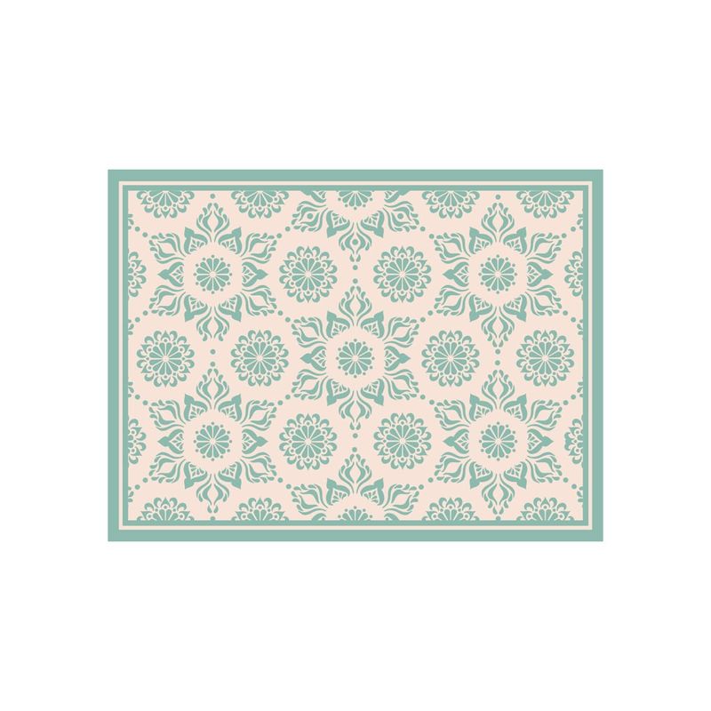 DAVANTI - Alfombra Decorativa Baño Cocina Flor Hindu Turquesa 50X70Cm