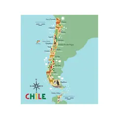 DAVANTI - Alfombra Decorativa Infantil Mapa Chile 140X160Cm