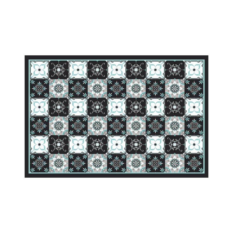 DAVANTI - Alfombra Decorativa Cocina Dormitorio Baldosa Clásica Azul 70X100Cm