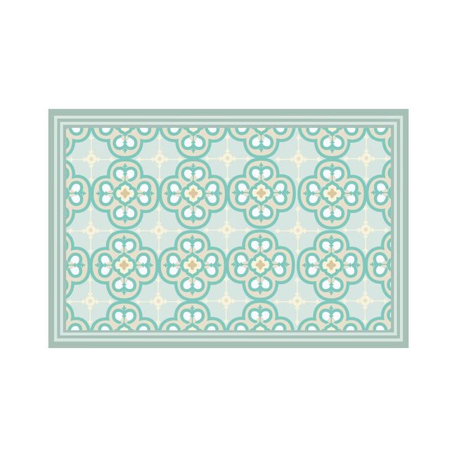 DAVANTI - Alfombra Decorativa Cocina Dormitorio Flor Arabe Turquesa 70X100Cm