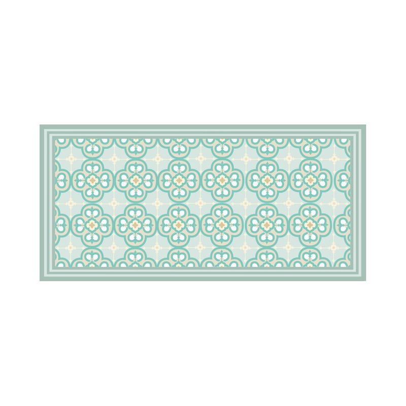 DAVANTI - Alfombra Decorativa Cocina Dormitorio Flor Arabe Turquesa 70X140Cm