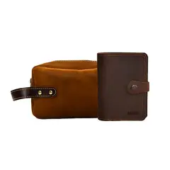 RAIQUEN - Kit Neceser Viajero Cuero + Porta documento