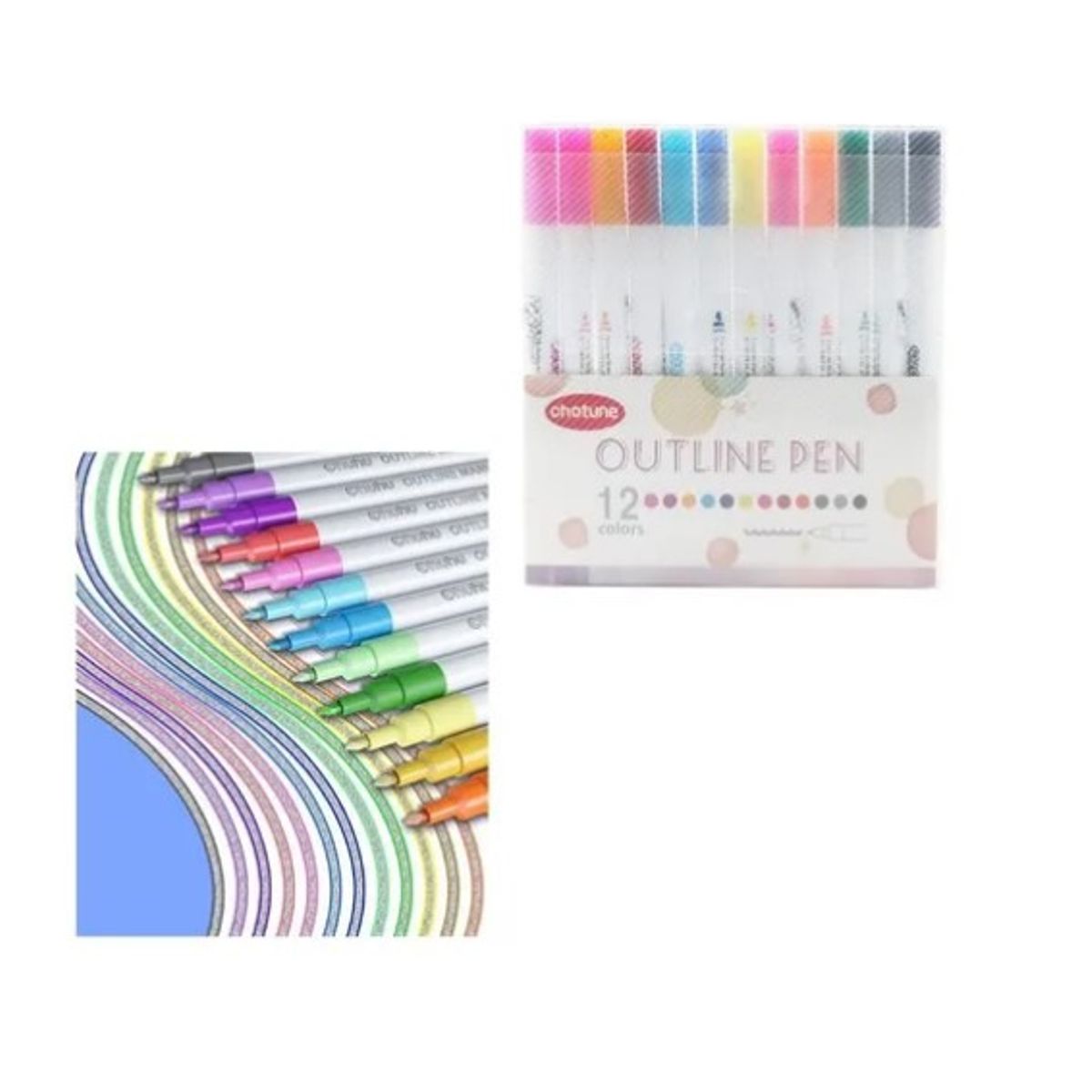 OFERTABKN - Lapices Marcadores Mágicos Metálicos Con Contorno 12 Colores