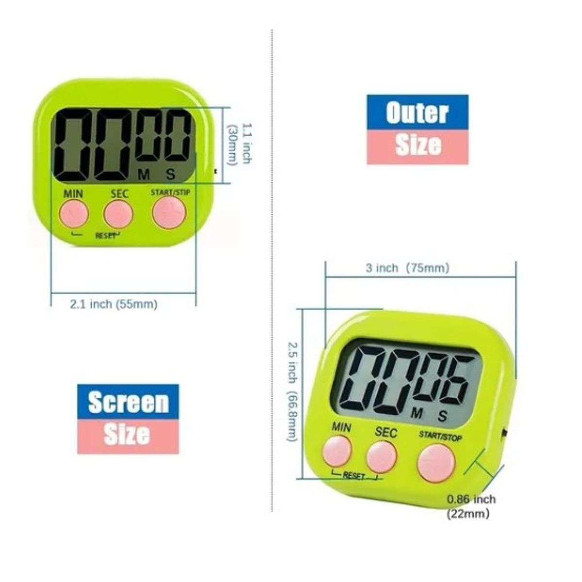 OFERTABKN - Timer Digital De Cocina Reloj Temporizador Verde