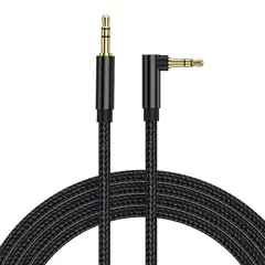 TECMASTER - Cable De Audio Premium 1x1 Acordonado con Conector en 90° 3M - Negro