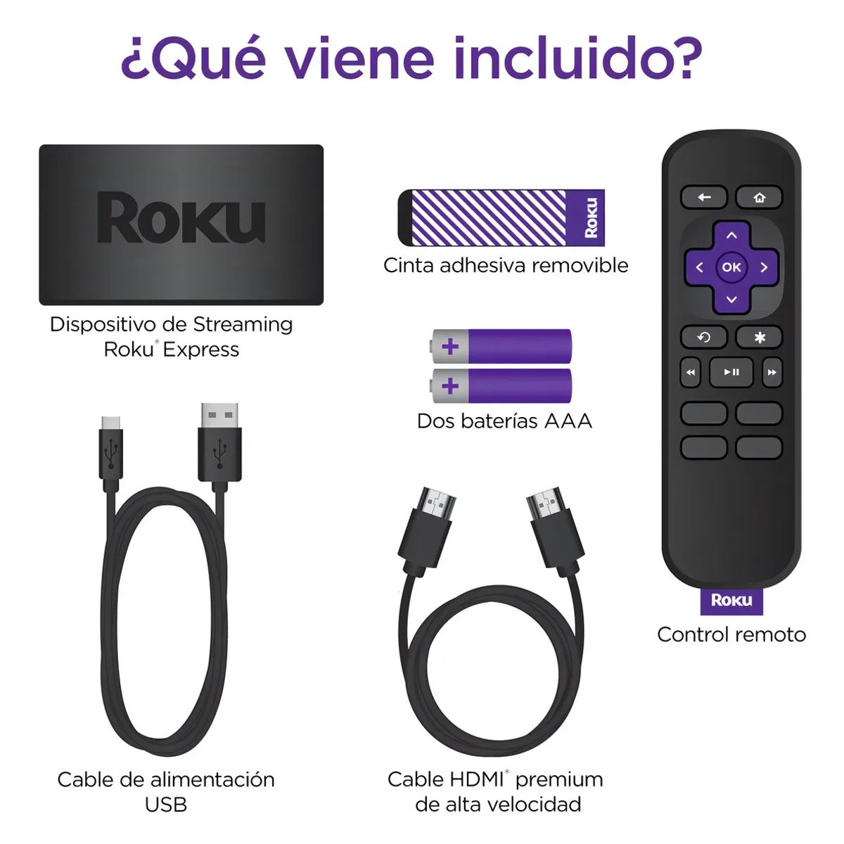ROKU - Roku Express HD - Streaming 1080p WiFi y Mando Simple Incluye Netflix