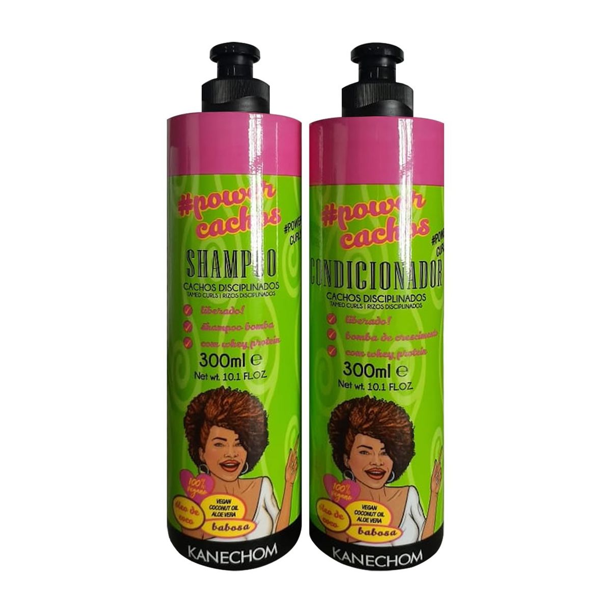 KANECHOM - Pack Shampoo Acondicionador Power Cachos Kanechom 300 Ml C/u.-